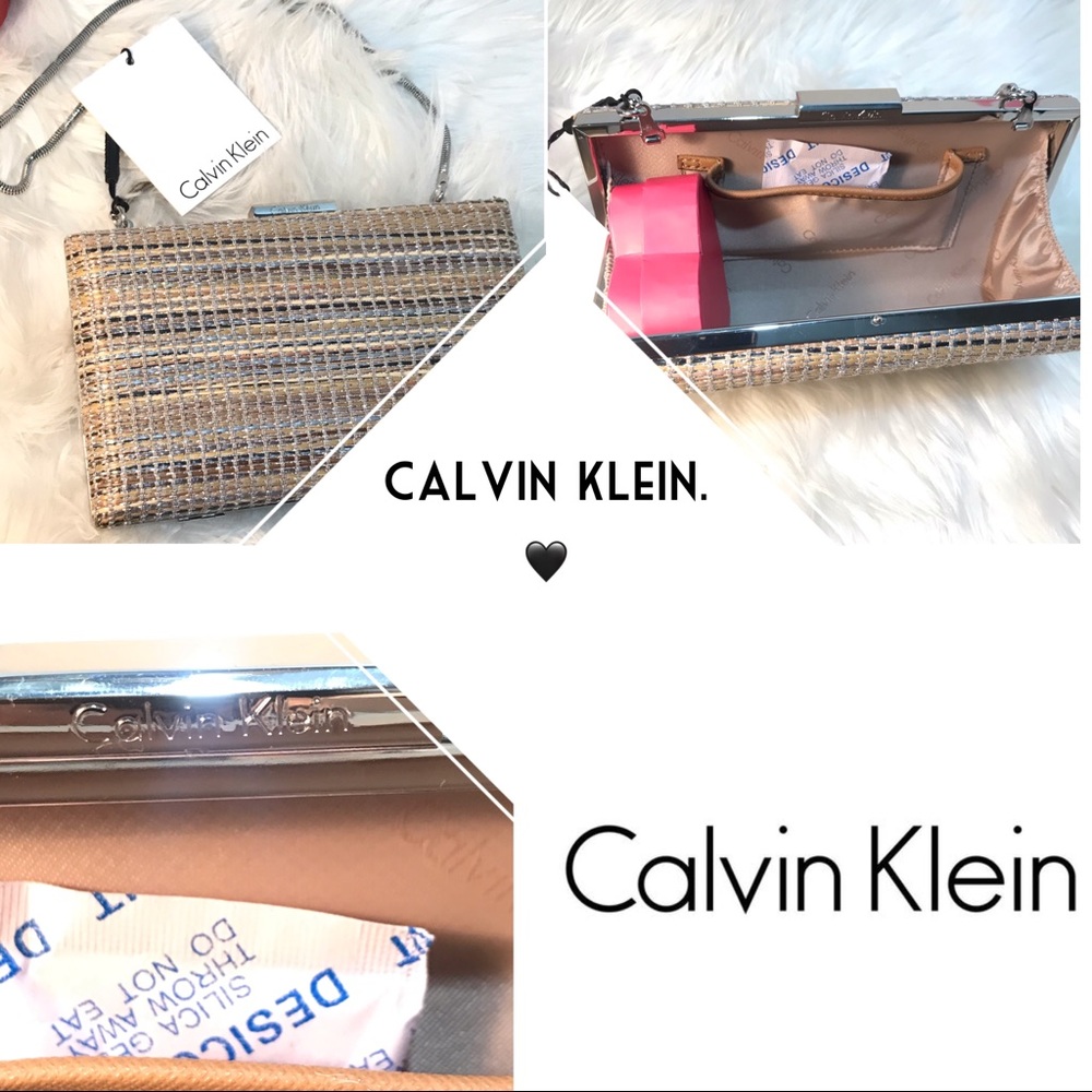 🖤CALVIN KLEIN “Boxed clutch” natural color.